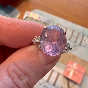 Large genuine amethyst ring in sterling silver- size 6.5